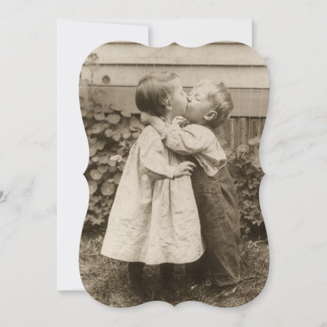 Vintage Wedding Kiss, Engagement Party Invitation (Front)