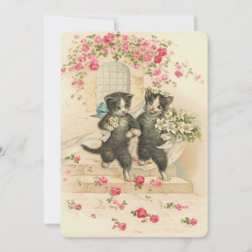Vintage Wedding Kittens Personalized Announcement