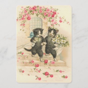 Vintage Wedding Kittens Invitation by itsyourwedding at Zazzle