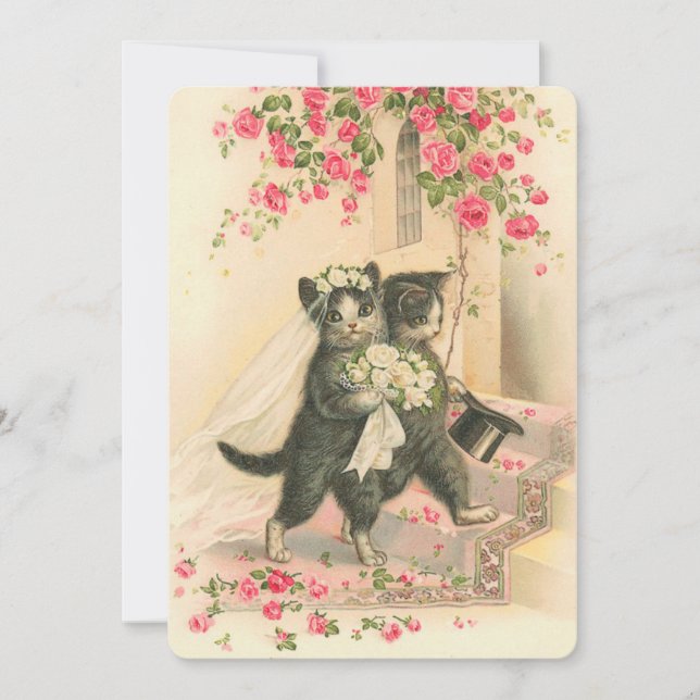 Vintage Wedding Kittens Invitation (Front)