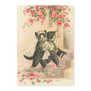 Vintage Wedding Kittens Invitation