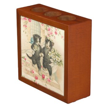 Vintage Wedding Kittens Pencil/pen Holder by itsyourwedding at Zazzle