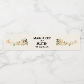 Vintage Wedding Lotus Flower Water Bottle Label