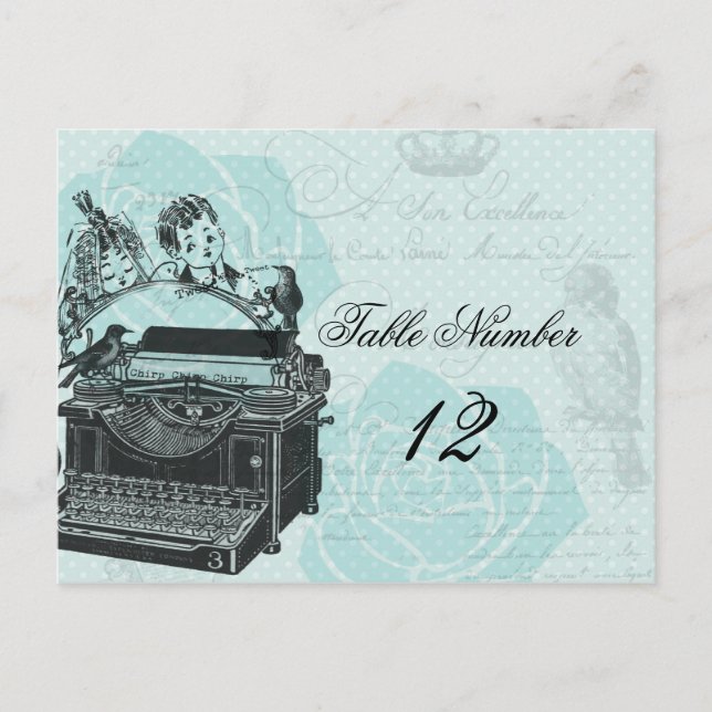 Vintage Wedding Love Letters Table Number Postcard (Front)