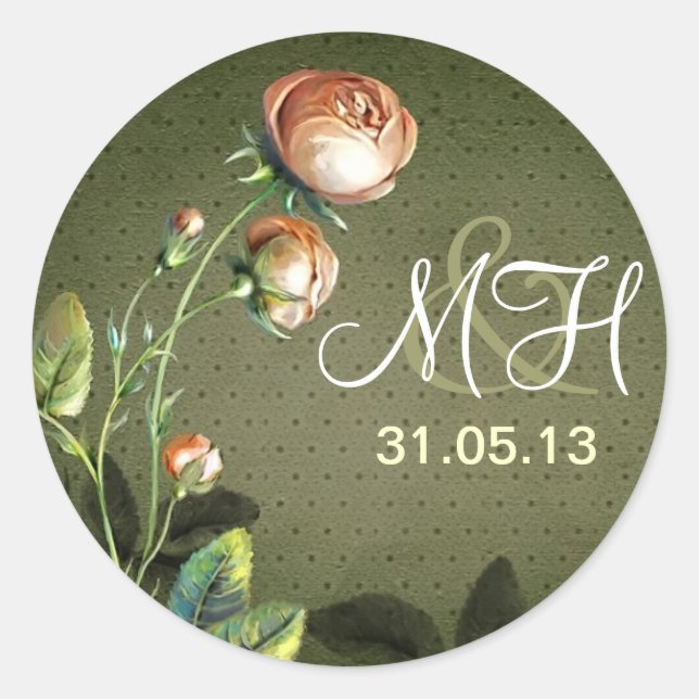 vintage wedding love names monogram stickers (Front)