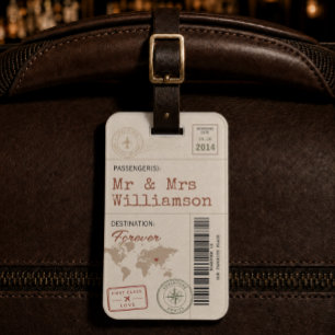 Vintage Wedding Luggage Tag