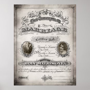 Vintage Wedding Marriage Certificate Poster by GranniesAttic at Zazzle