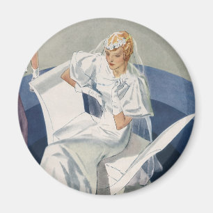 Vintage Wedding, Mid Century Modern Art Deco Bride Magnet