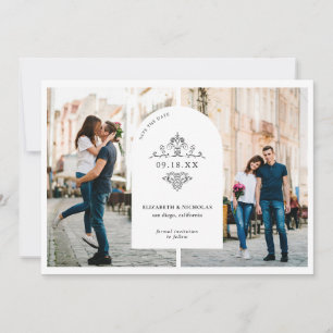 Vintage Wedding Monogram 3 Photo Save the Date