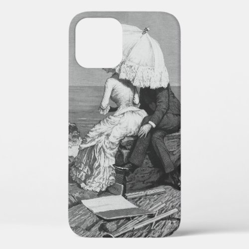 Vintage Wedding Newlyweds by the Beach iPhone 12 Case