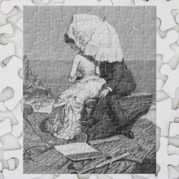 Vintage Wedding  Newlyweds By The Beach Jigsaw Puzzle by YesterdayCafe at Zazzle