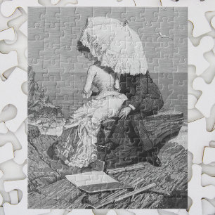 Vintage Wedding, Newlyweds by the Beach Jigsaw Puzzle