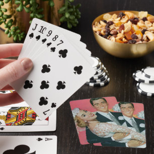 Vintage Wedding Newlyweds, Groom Carrying Bride Poker Cards