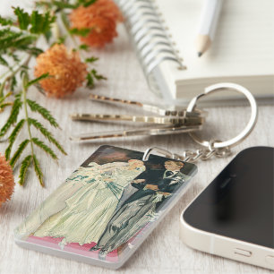 Vintage Wedding Newlyweds, Happy Bride and Goom Keychain