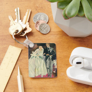 Vintage Wedding Newlyweds, Happy Bride and Goom Keychain