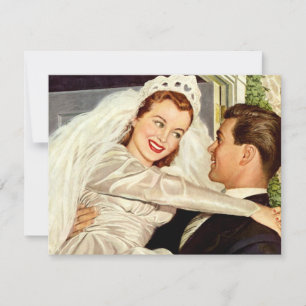 Vintage Wedding Newlyweds, Happy Bride and Groom Announcement