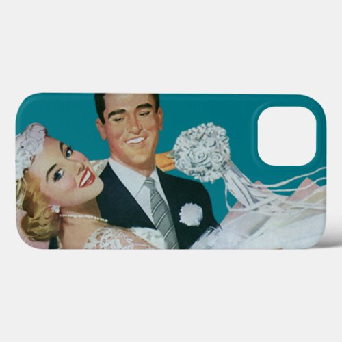 Vintage Wedding Newlyweds Happy Bride and Groom iPhone 13 Case