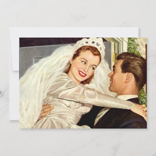 Vintage Wedding Happy Newlyweds Save the Date