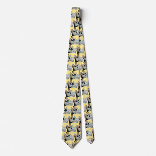 Vintage Wedding Newlyweds, Happy Bride and Groom Tie (Front)