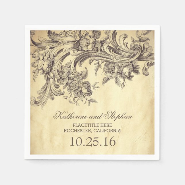 vintage wedding paper napkins (Front)