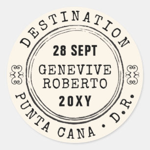 Vintage Wedding Passport Stamp EDITABLE Sticker