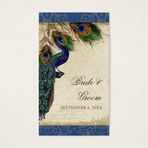Vintage Wedding Peacock Feathers Favor Gift Tags