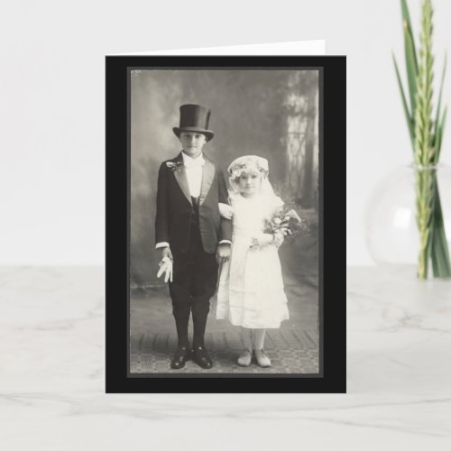 Vintage Wedding Photo Child Bride and Groom Card