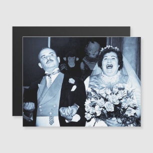 Vintage Wedding Picture Happy Couple Funny Bride