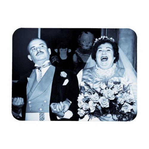 Vintage Wedding Picture Happy Couple Funny Bride Magnet