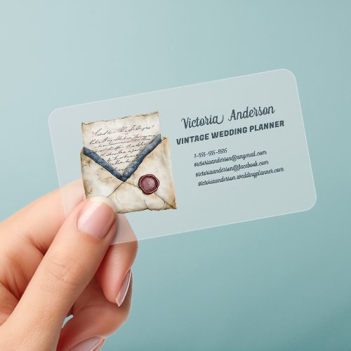 Vintage Wedding Planner Clear Business Cards