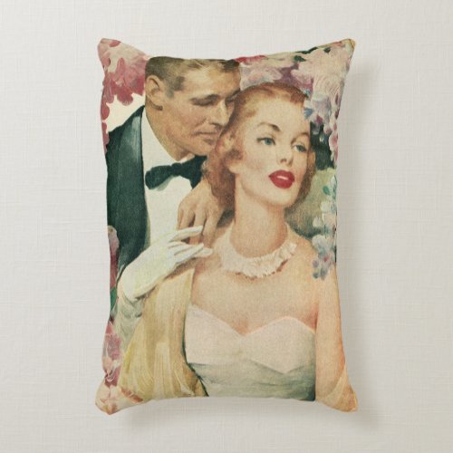 Vintage Wedding Portrait Retro Bride and Groom Accent Pillow