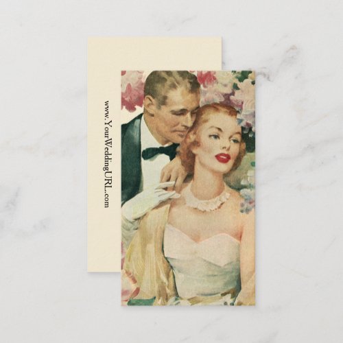 Vintage Wedding Portrait Retro Bride and Groom Enclosure Card