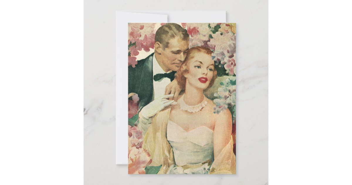 Vintage Wedding Portrait, Retro Bride and Groom Invitation | Zazzle