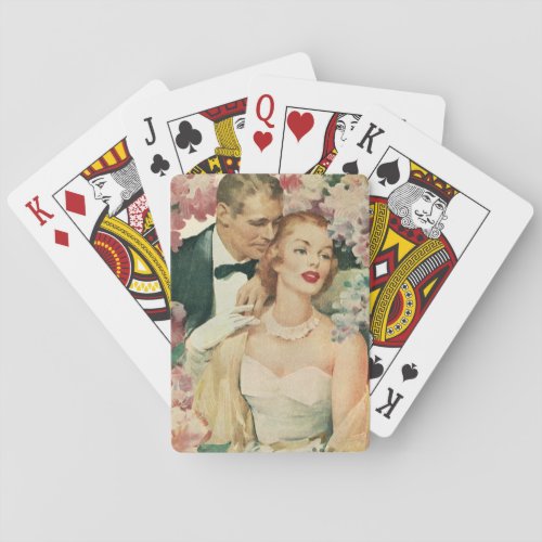 Vintage Wedding Portrait Retro Bride and Groom Playing Cards