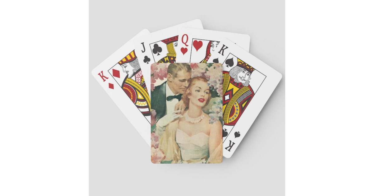 Vintage Wedding Portrait, Retro Bride and Groom Poker Cards | Zazzle