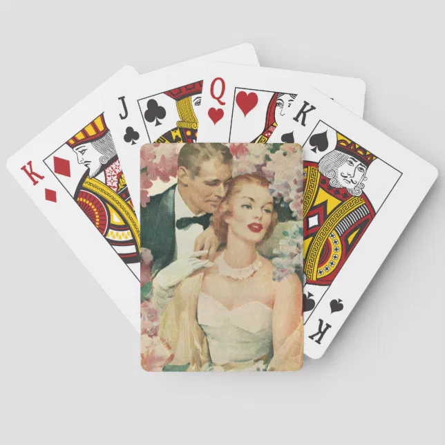 Vintage Wedding Portrait, Retro Bride and Groom Poker Cards | Zazzle