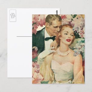 Vintage Wedding Portrait, Retro Bride and Groom Postcard