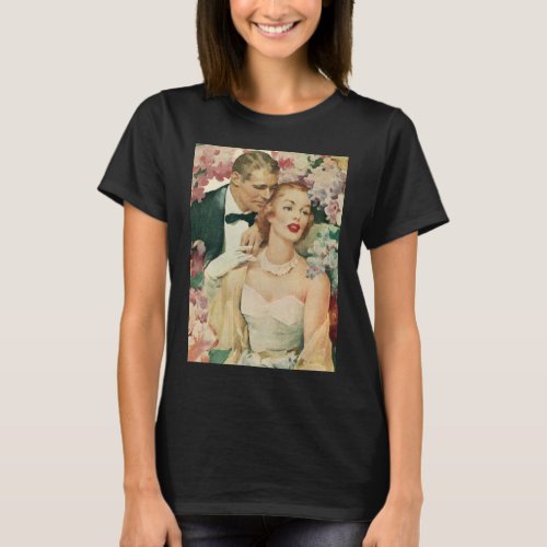 Vintage Wedding Portrait Retro Bride and Groom T_Shirt