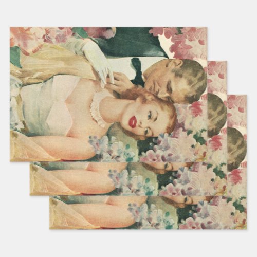 Vintage Wedding Portrait Retro Bride and Groom Wrapping Paper Sheets