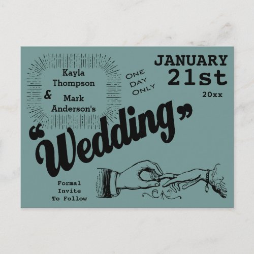 Vintage Wedding Production Save The Date Announcement Postcard