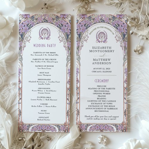 Vintage Wedding Program Ivory, Plum & Gold
