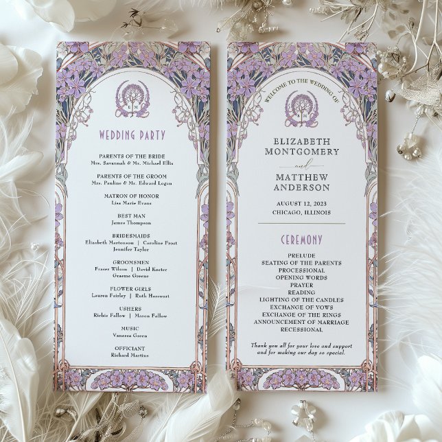 Vintage Wedding Program Ivory, Plum & Gold (Creator Uploaded)
