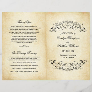 Vintage Wedding Programs | Elegant Flourish