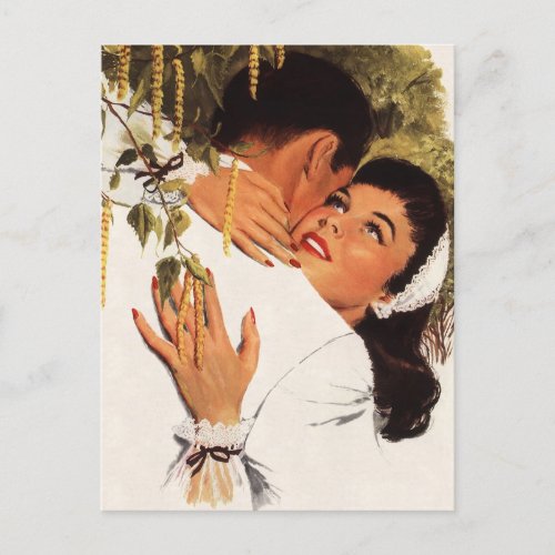 Vintage Wedding Proposal Hug Save the Date Announcement Postcard