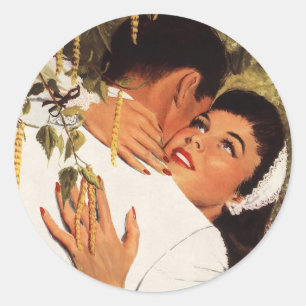 Vintage Wedding Proposal, Love and Romance Classic Round Sticker