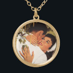 Vintage Wedding Proposal, Love and Romance Gold Plated Necklace<br><div class="desc">Vintage illustration love and romance image featuring a man and a woman hugging and about to kiss. He has just proposed marriage to her and she has accepted! A romantic wedding proposal!</div>