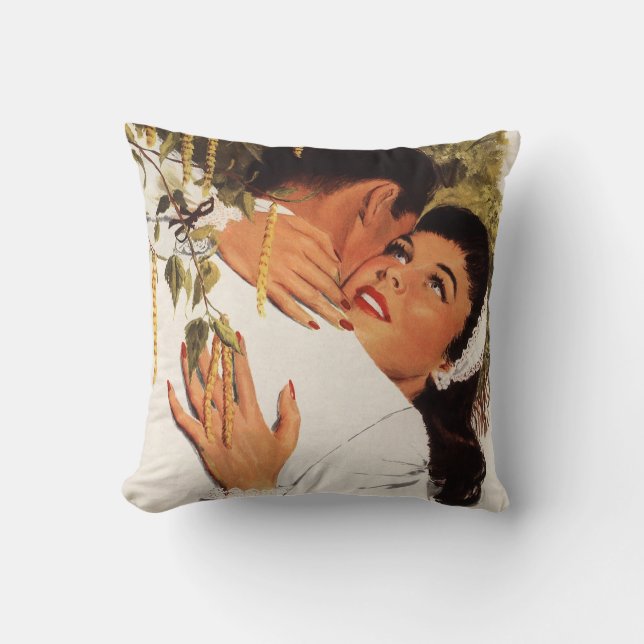 Vintage Wedding Proposal, Love and Romance Throw Pillow (Front)