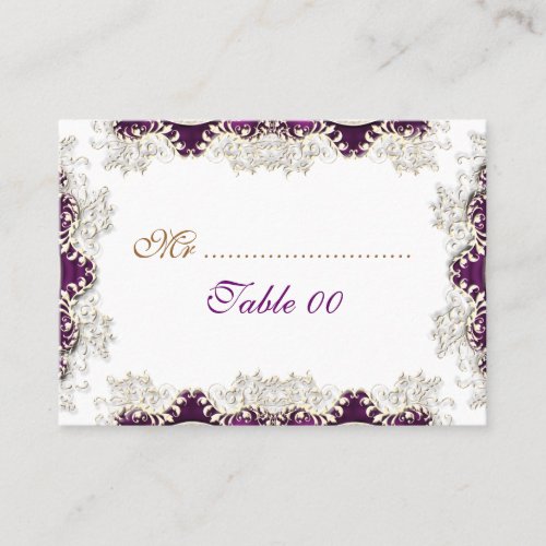 Vintage wedding purple "place cards" business card templates