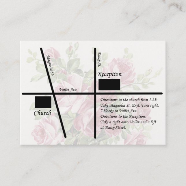 Vintage Wedding Reception Map Cards (Front)