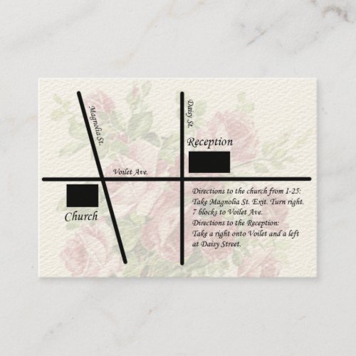 Vintage Wedding Reception Map Cards Business Cards